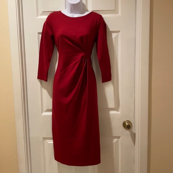 Lands' End Dresses & Skirts - Lands’ End Red Shift Dress Side Pleated size 6